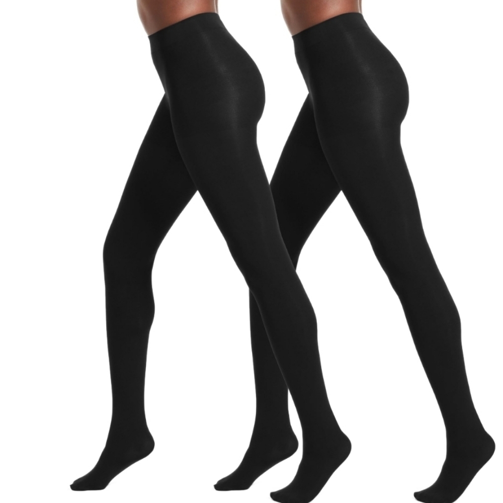 No Nonsense Black Super Opaque Control-top Tights 2 Pairs Size Medium NWOT